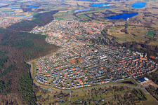 City overview from the west in Jockgrim in the state Rhineland-Palatinate, Germany