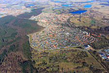 Aerial view of City overview from the west in Jockgrim in the state Rhineland-Palatinate, Germany