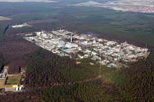 Bird's eye view of KIT Campus North in the district Leopoldshafen in Eggenstein-Leopoldshafen in the state Baden-Wuerttemberg, Germany