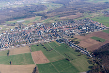 Aerial view of District Blankenloch in Stutensee in the state Baden-Wuerttemberg, Germany