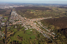 From the south in the district Untergrombach in Bruchsal in the state Baden-Wuerttemberg, Germany