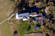 Oblique view of Churches building the chapel Michaelskapelle on Michaelsberg in Bruchsal in the state Baden-Wurttemberg, Germany