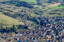 Aerial view of Castle Obergrombach in the district Obergrombach in Bruchsal in the state Baden-Wuerttemberg, Germany