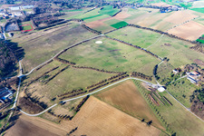 Aerial view of StOÜbPl Bruchsal parachute site in the district Obergrombach in Bruchsal in the state Baden-Wuerttemberg, Germany