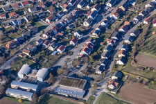 Aerial view of District Unteröwisheim in Kraichtal in the state Baden-Wuerttemberg, Germany