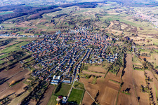 Aerial photograpy of District Unteröwisheim in Kraichtal in the state Baden-Wuerttemberg, Germany
