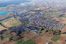 Town View of the streets and houses of the residential areas in Ubstadt-Weiher in the state Baden-Wurttemberg, Germany