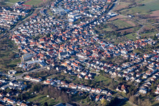 Aerial view of District Ubstadt in Ubstadt-Weiher in the state Baden-Wuerttemberg, Germany
