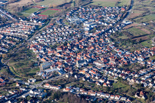 Town View of the streets and houses of the residential areas in Ubstadt-Weiher in the state Baden-Wurttemberg, Germany