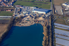 Concrete lake with Fehr Technologies concrete plant from the southwest in the district Wiesental in Waghäusel in the state Baden-Wuerttemberg, Germany