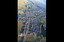 Overview of the town with Schloßweier from the west in Kirrweiler in the state Rhineland-Palatinate, Germany