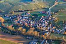 Village view in the evening from the north in the district Klingen in Heuchelheim-Klingen in the state Rhineland-Palatinate, Germany