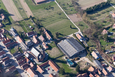 Oblique view of Church building in the village of in Betschdorf in Grand Est, France