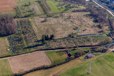 Aerial view of Grave rows on the grounds of the cemetery in Ettendorf in Grand Est, France
