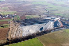 Aerial view of Site and tailings area of the gravel mining in Lixhausen in Grand Est, France