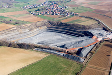 Site and tailings area of the gravel mining in Lixhausen in Grand Est, France out of the air
