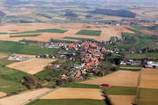 Aerial view of Wickersheim-Wilshausen in the state Bas-Rhin, France