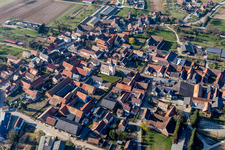 Village - view on the edge of agricultural fields and farmland in Gottesheim in Grand Est, France