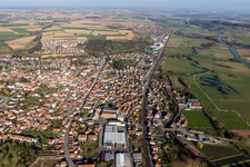 Aerial photograpy of Town View of the streets and houses of the residential areas in Hochfelden in Grand Est, France
