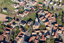 Aerial view of Schwindratzheim in the state Bas-Rhin, France