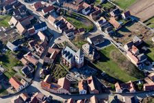 Bird's eye view of Schwindratzheim in the state Bas-Rhin, France