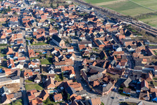 Aerial view of Village view in Mommenheim in the state Bas-Rhin, France