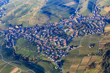 View of the town between Baden vineyards from the south in the district Neuweier in Baden-Baden in the state Baden-Wuerttemberg, Germany