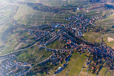 Village - view on the edge of agricultural fields and farmland in Varnhalt in the state Baden-Wurttemberg, Germany