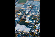 Industrial and commercial area on A5 with IHLE tires GmbH in Muggensturm in the state Baden-Wurttemberg, Germany