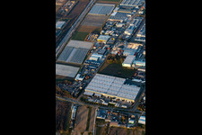 Industrial area on the A5, Rhenus Logistics in Muggensturm in the state Baden-Wuerttemberg, Germany