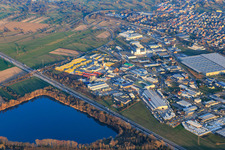 Maslch South industrial area with Xella Deutschland GmbH, Logistikzentrum Karlsruhe GmbH, Seifert Logistics Group and DPDDE in the district Neumalsch in Malsch in the state Baden-Wuerttemberg, Germany