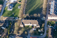 Aerial photograpy of Building complex of the former military barracks Cite of Cadres Camp in Oberrœdern in Grand Est, France