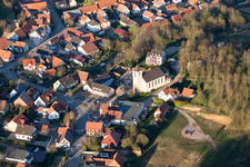 Neewiller-près-Lauterbourg in the state Bas-Rhin, France seen from above