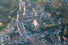 Lauterbourg in the state Bas-Rhin, France seen from a drone