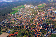 Overview of the town from the west in Bellheim in the state Rhineland-Palatinate, Germany