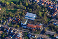 Realschule plus at Spiegelbachpark with Spiegelbachhalle in Bellheim in the state Rhineland-Palatinate, Germany