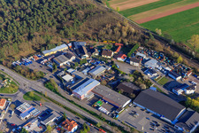 Am Weidensatz commercial area with Dafferner, EDEKA Klos and Rummel Screen Printing and Advertising Technology GmbH in Bellheim in the state Rhineland-Palatinate, Germany