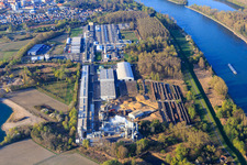 Konrad-Nolte-Straße industrial area from the south with Rheinspan GmbH & Co. KG in Germersheim in the state Rhineland-Palatinate, Germany