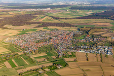 From the west in the district Liedolsheim in Dettenheim in the state Baden-Wuerttemberg, Germany