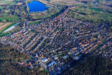 City overview from the north in Jockgrim in the state Rhineland-Palatinate, Germany