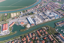Aerial view of Caorle in the state Metropolitanstadt Venedig, Italy