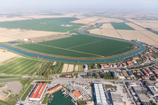 Aerial photograpy of Caorle in the state Metropolitanstadt Venedig, Italy