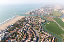 Caorle in the state Metropolitanstadt Venedig, Italy from above