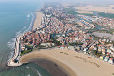 Caorle in the state Metropolitanstadt Venedig, Italy viewn from the air