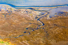 Aerial view of Marsh land on the Isola Marinetta in the Lido of Grado near Lignano Sabbiadoro in Friuli-Venezia Giulia, Italy