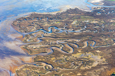 Aerial photograpy of Marsh land on the Isola Marinetta in the Lido of Grado near Lignano Sabbiadoro in Friuli-Venezia Giulia, Italy