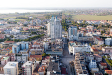 Bird's eye view of Lido di Jesolo in the state Metropolitanstadt Venedig, Italy