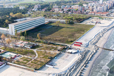 Complex of the hotel building Bagno Biondi N. 332 in Milano Marittima in Emilia-Romagna, Italy