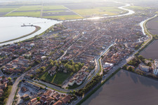 Aerial view of Comacchio in the state Ferrara, Italy
