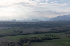 Aerial view of Aonedis di Là in the state Friuli Venezia Giulia, Italy
